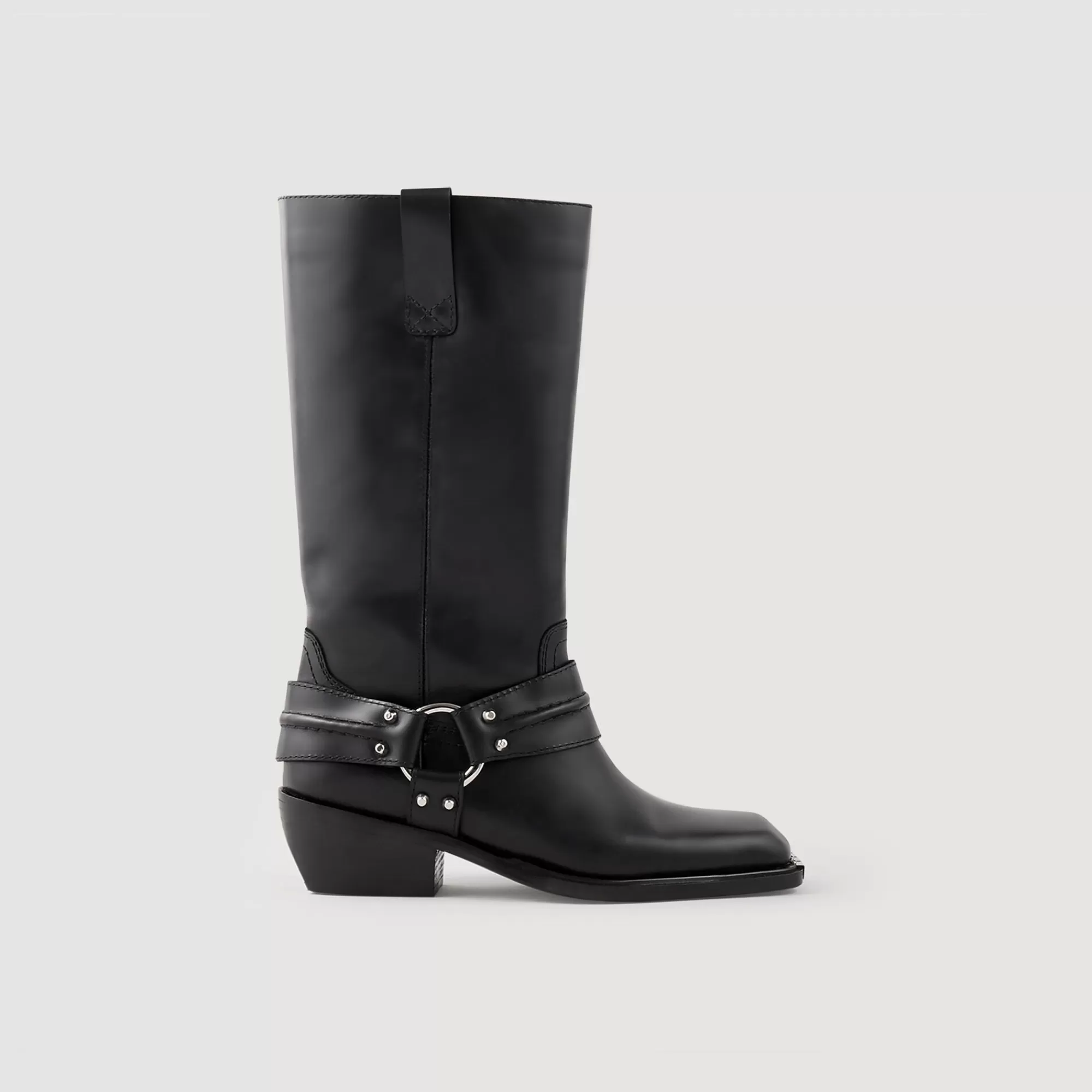 Mulheres Sandro Paris Botas De Motociclista Em Couro