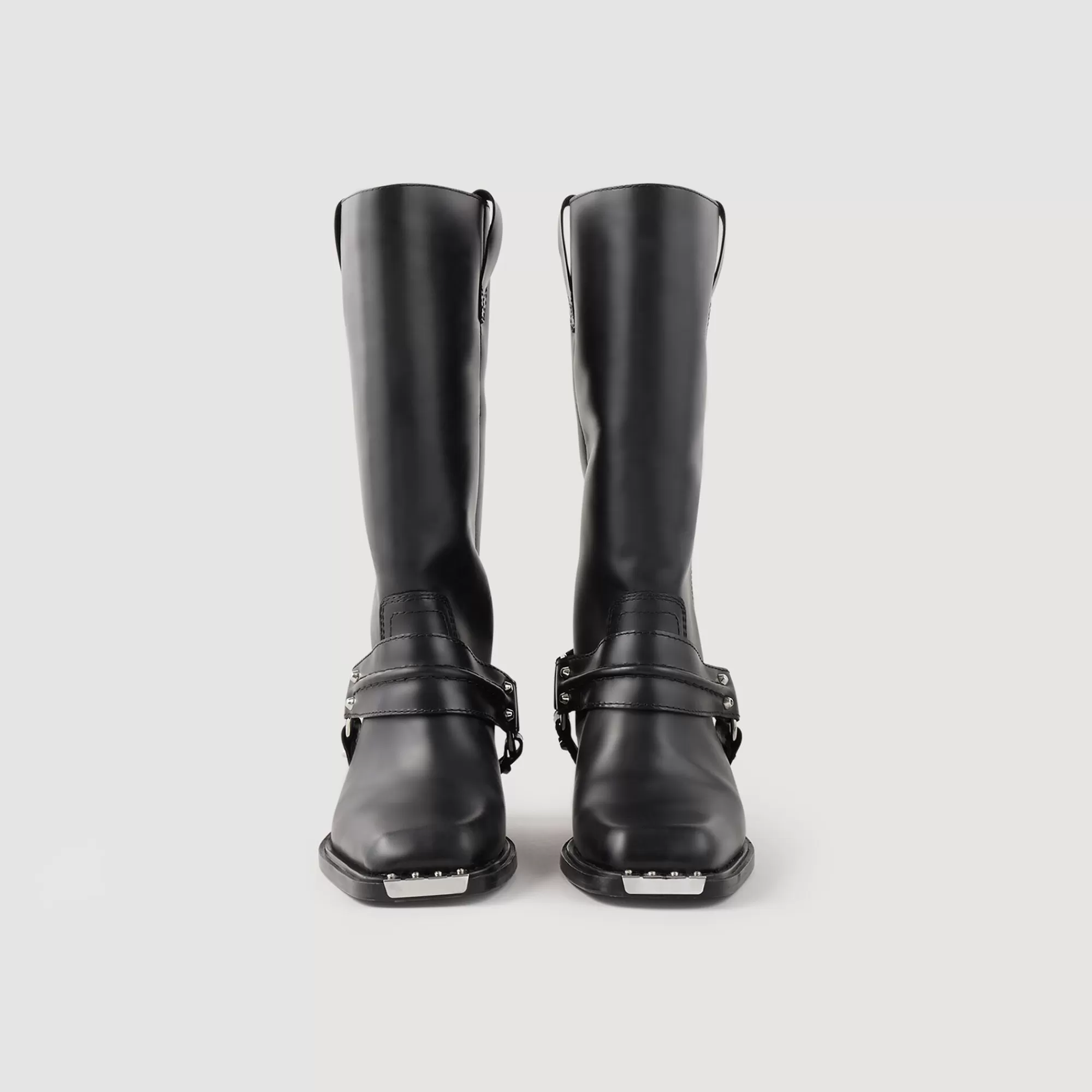 Mulheres Sandro Paris Botas De Motociclista Em Couro