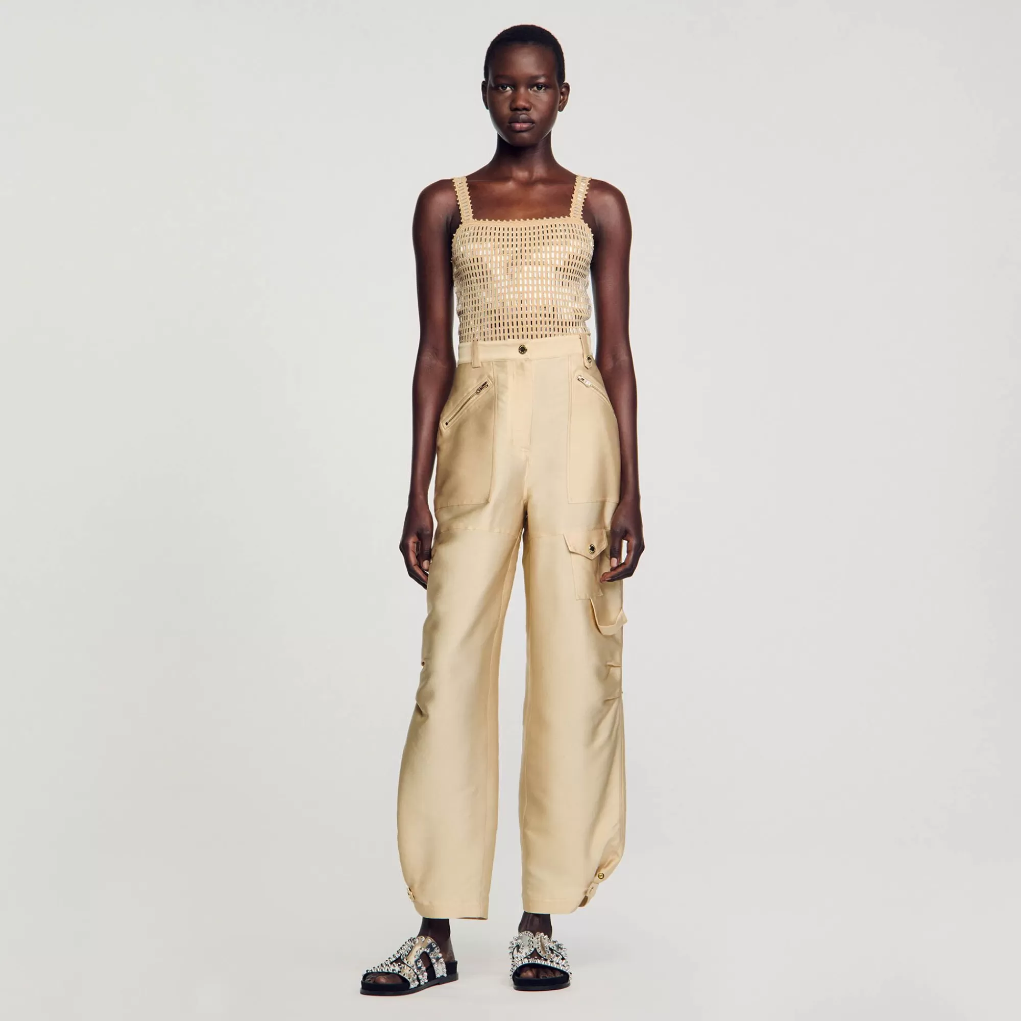 Mulheres Sandro Paris Calça Cargo De Cetim