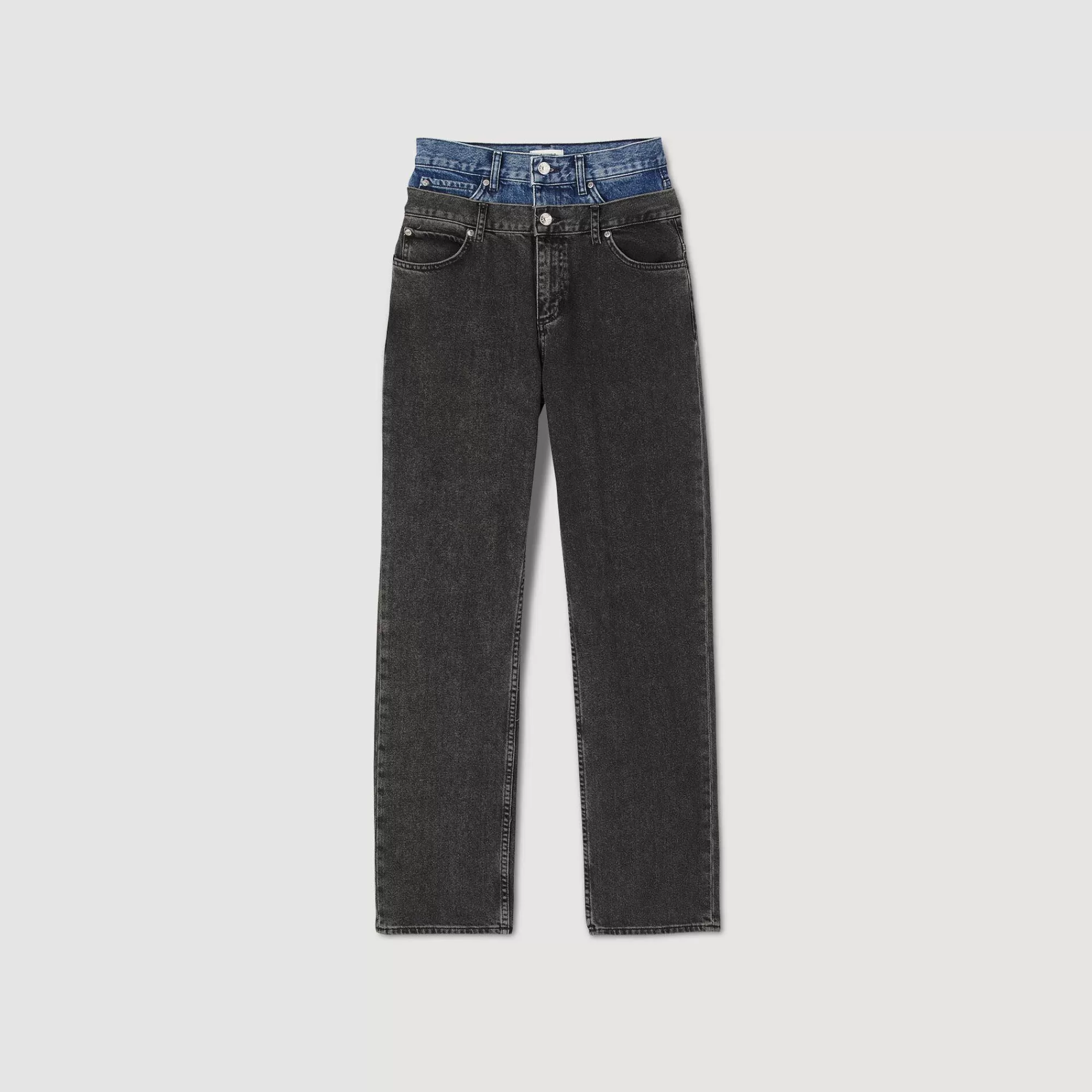 Mulheres Sandro Paris Calça Jeans Cintura Dupla Bicolor