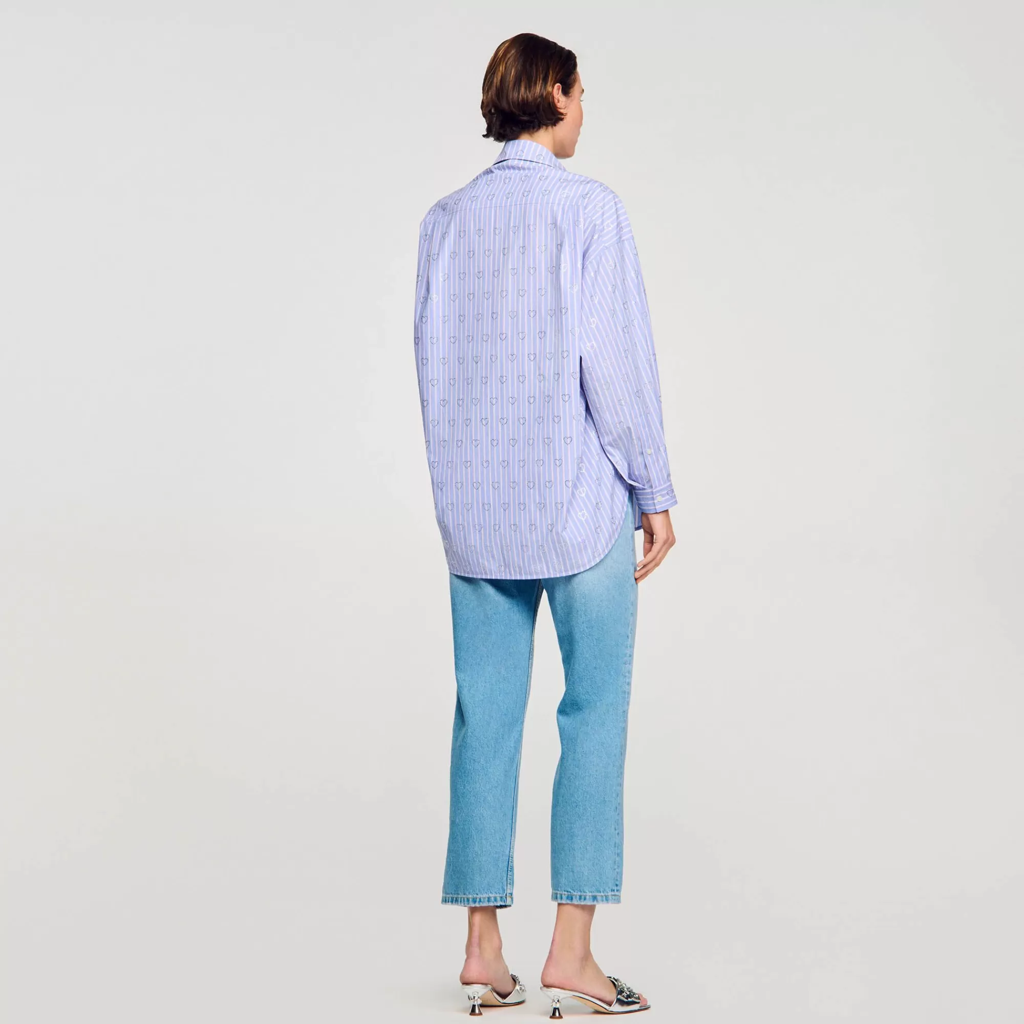 Mulheres Sandro Paris Camisa Decorada Com Coracoes De Strass