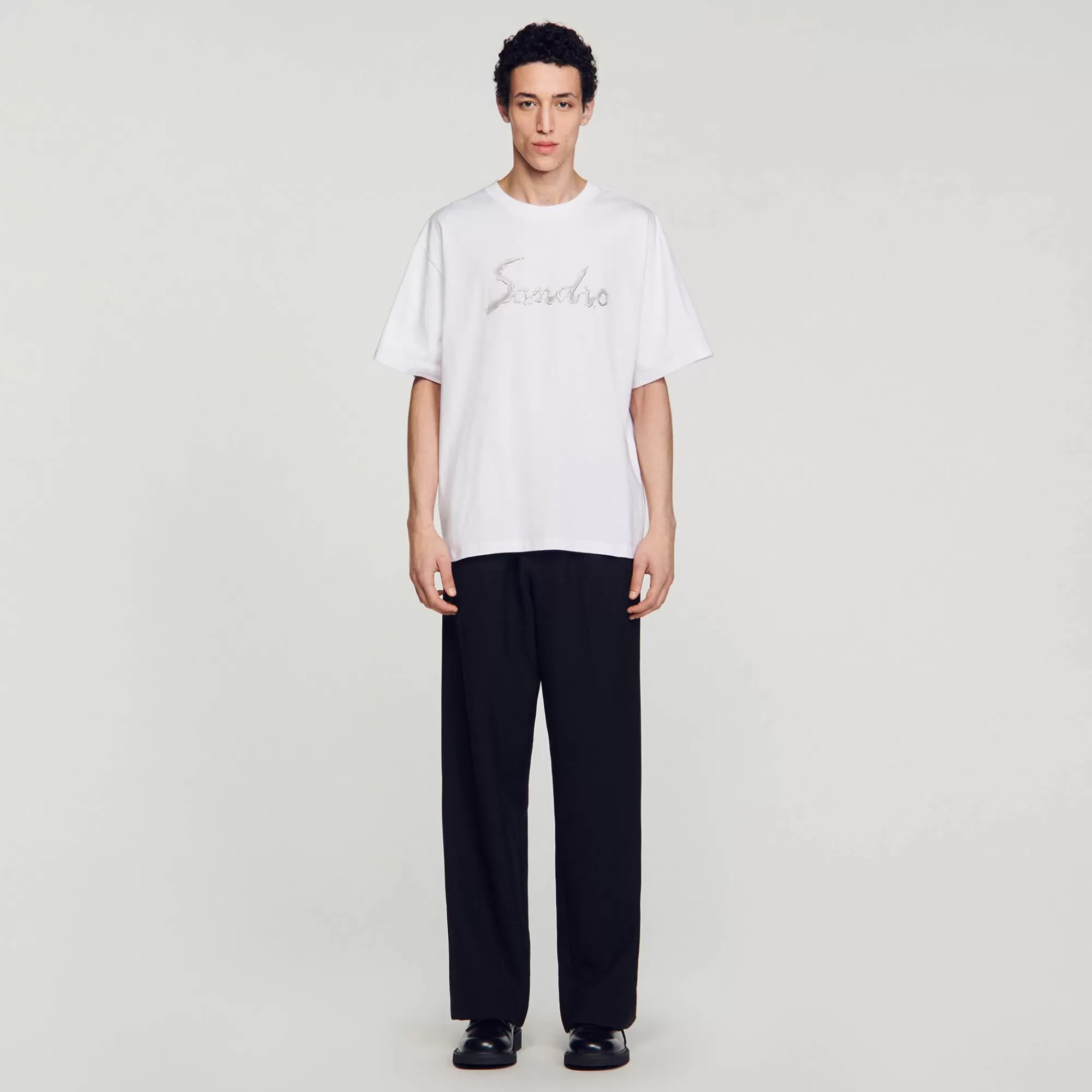 Homem Sandro Paris Camiseta Grande De Algodao