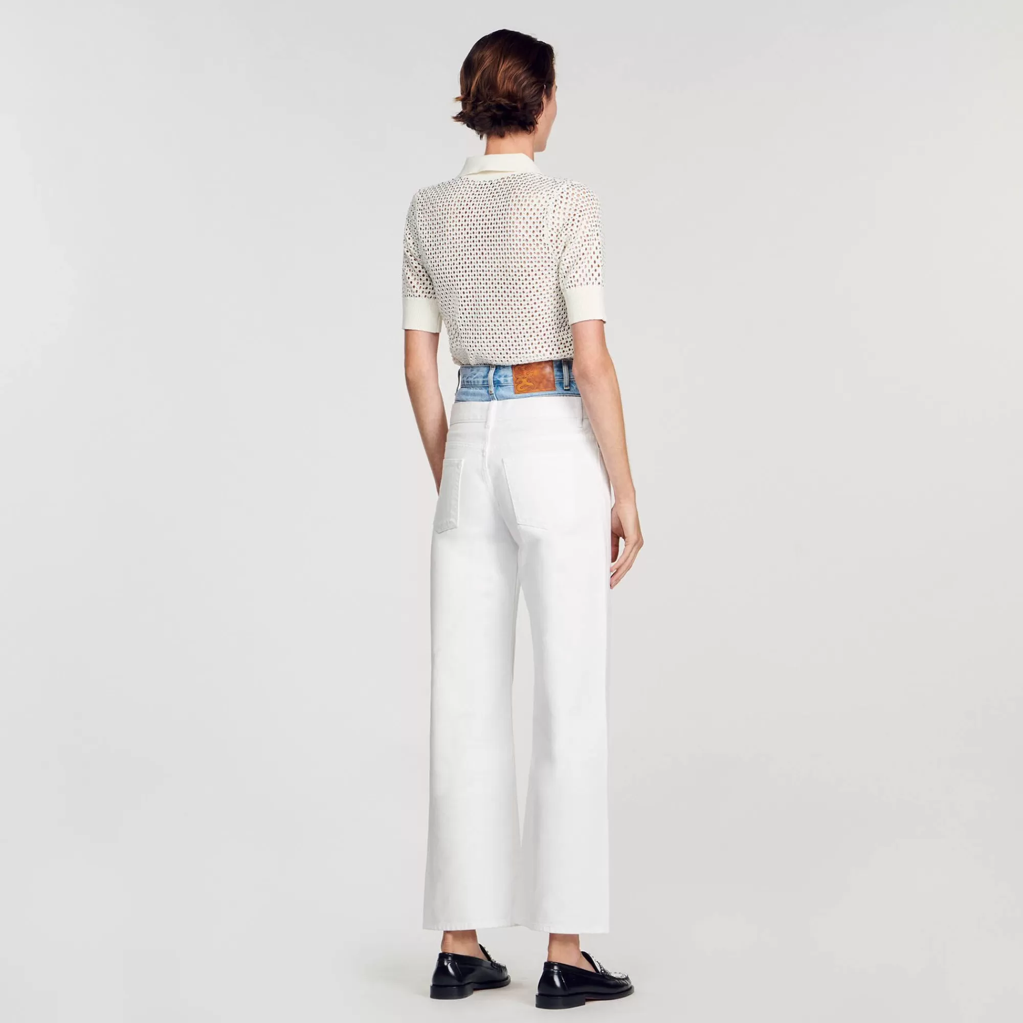 Mulheres Sandro Paris Jeans Bicolor Com Cintura Dupla