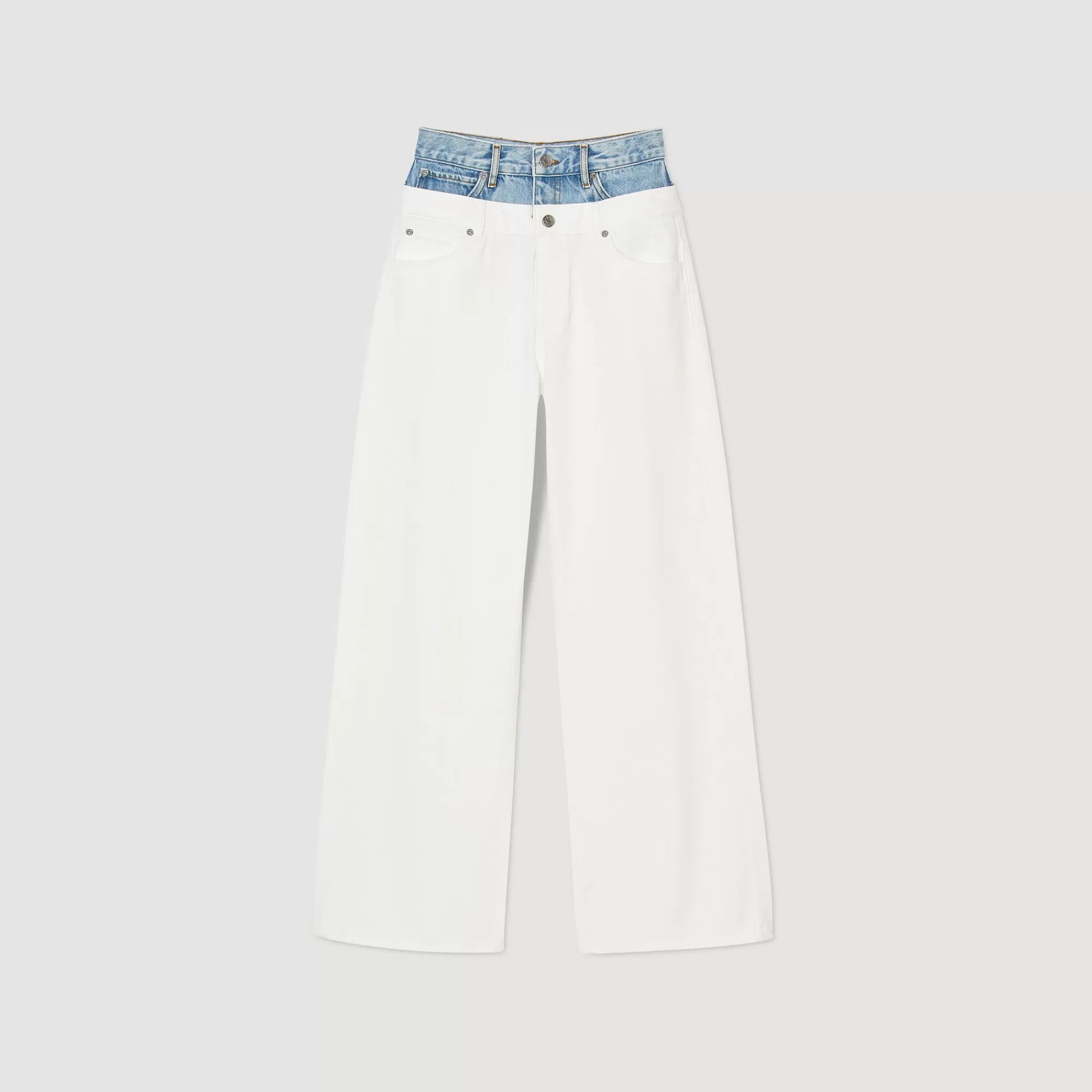 Mulheres Sandro Paris Jeans Bicolor Com Cintura Dupla
