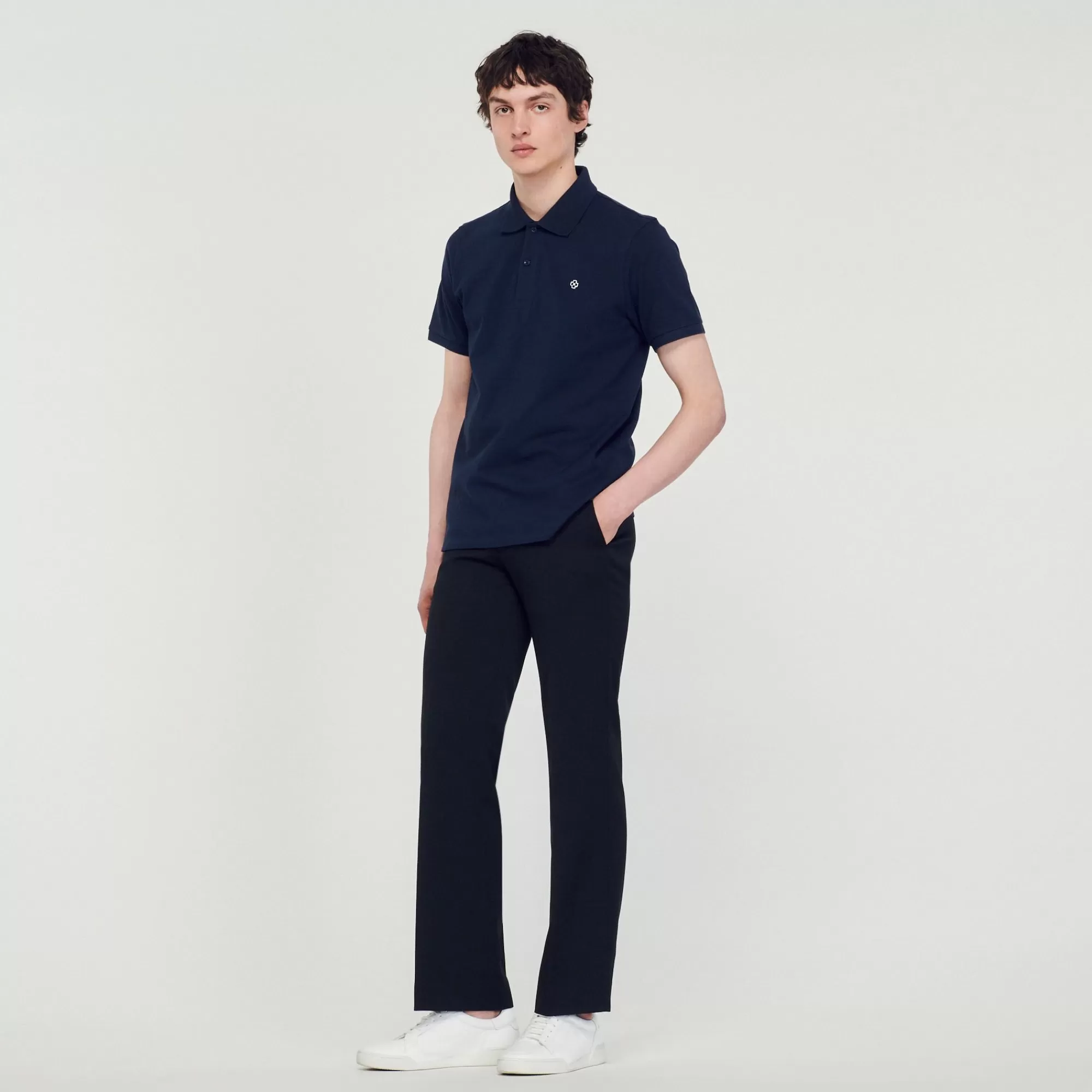 Homem Sandro Paris Polo Com Patch De Cruz Quadrada