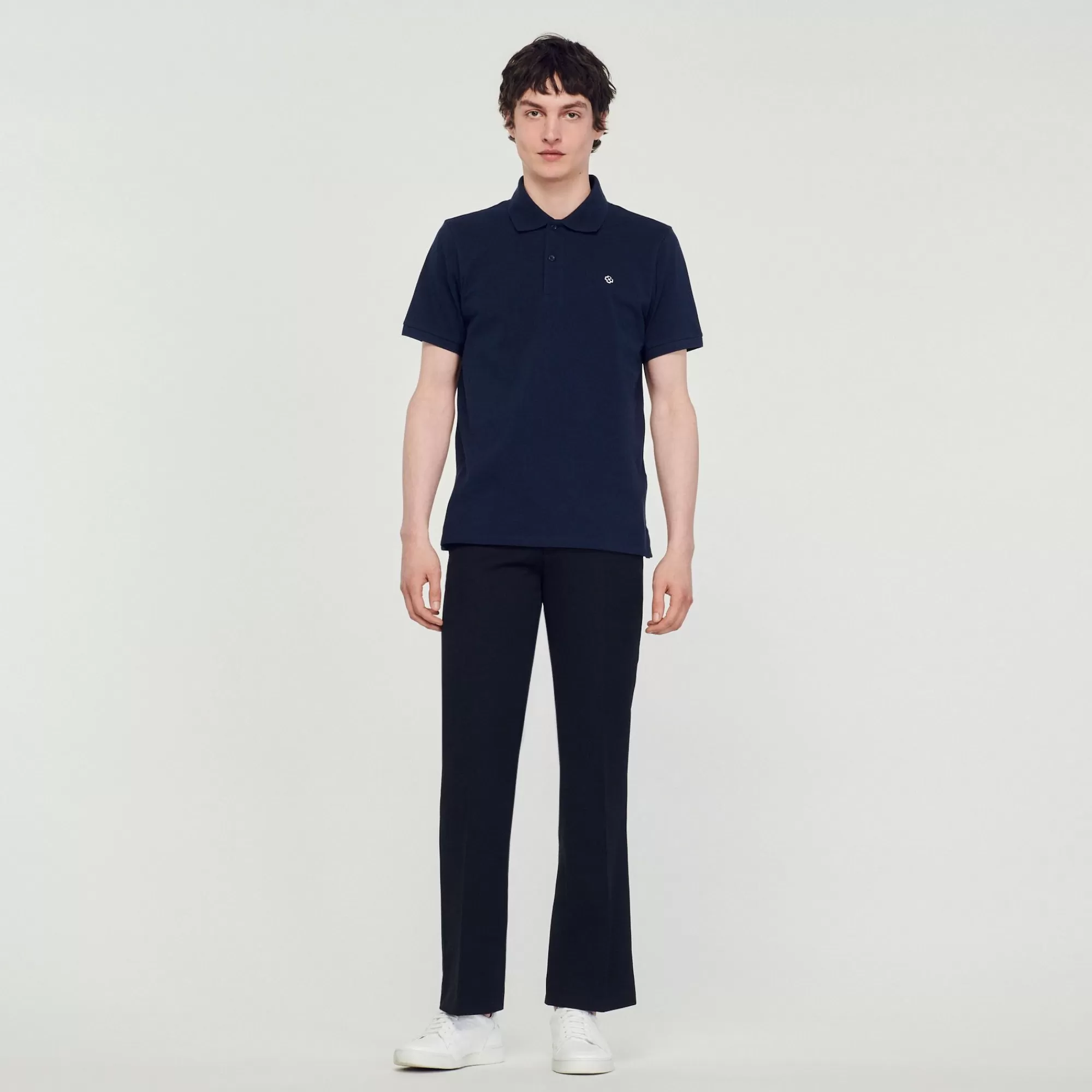 Homem Sandro Paris Polo Com Patch De Cruz Quadrada