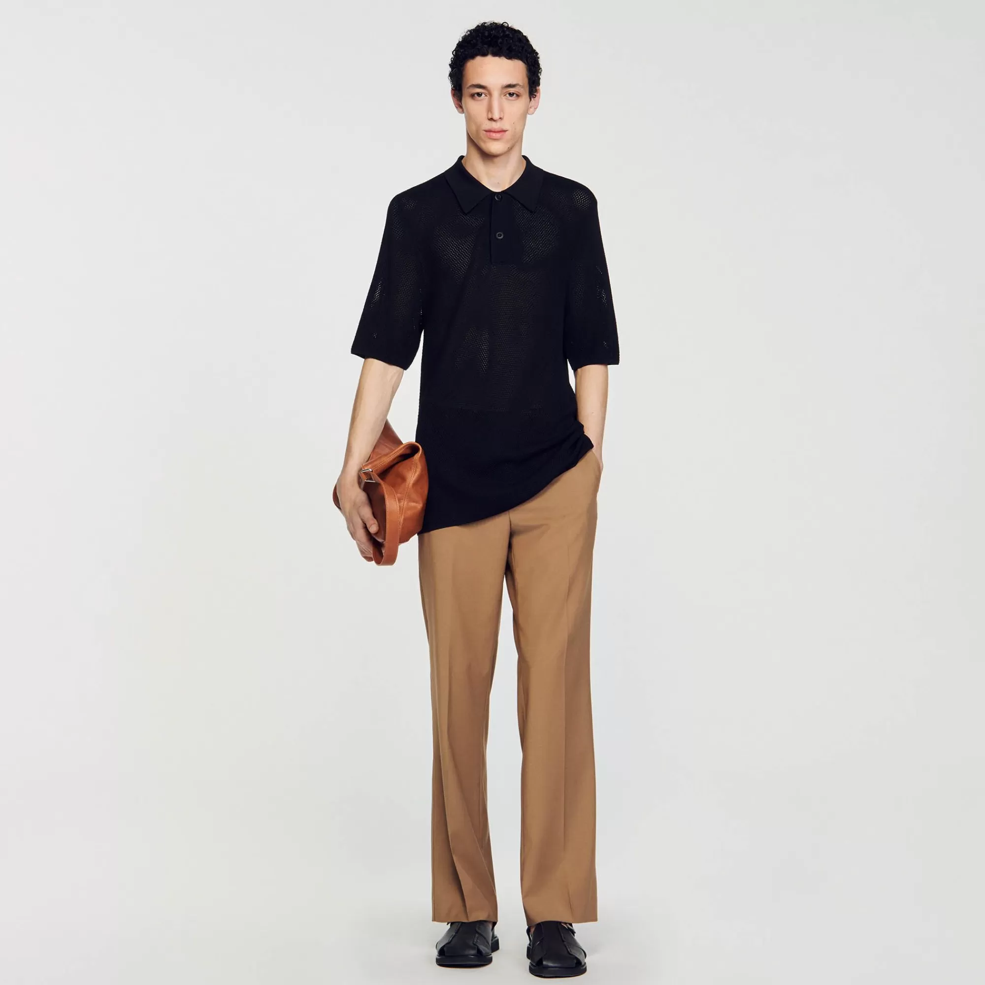 Homem Sandro Paris Polo De Malha Perfurada