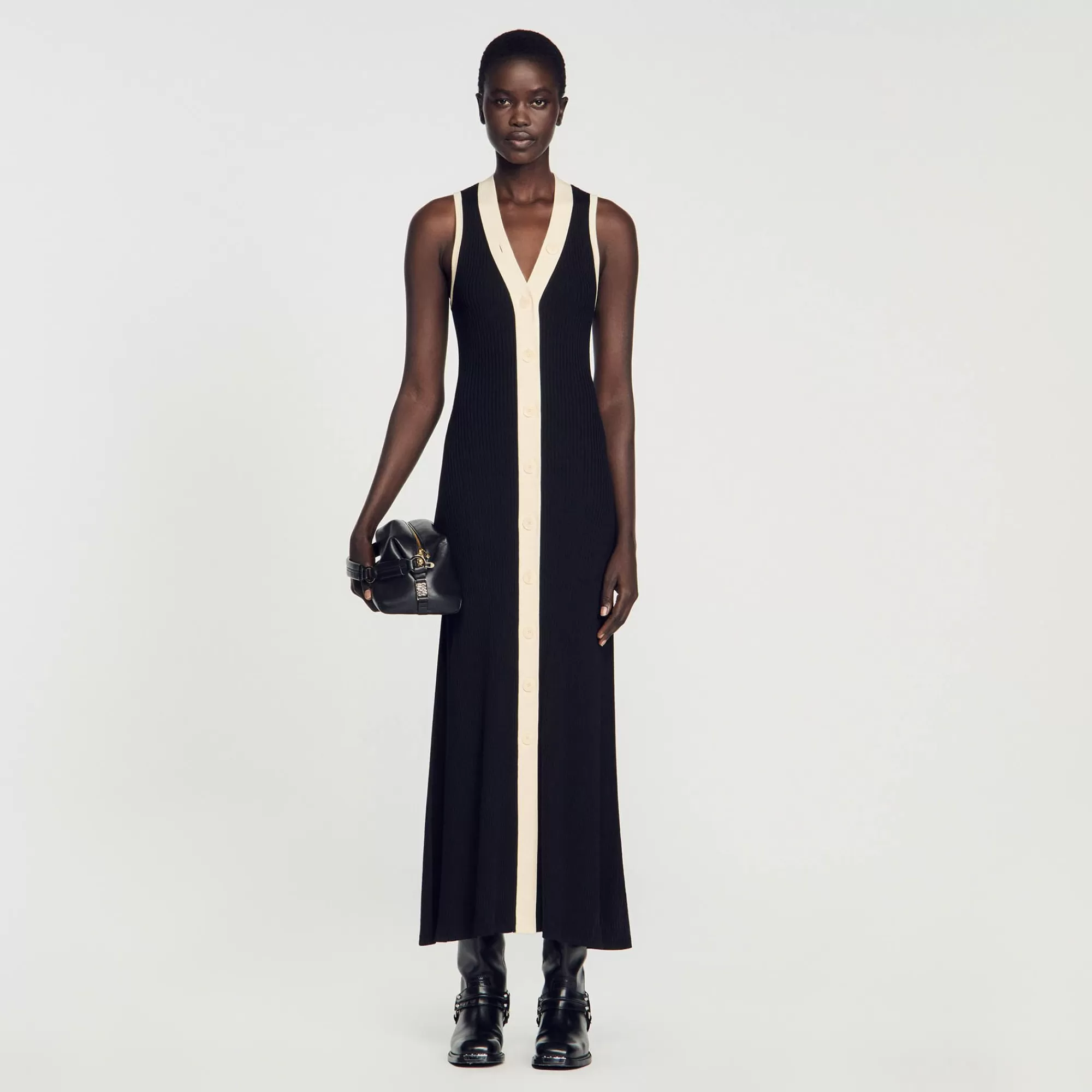 Mulheres Sandro Paris Vestido Longo De Malha
